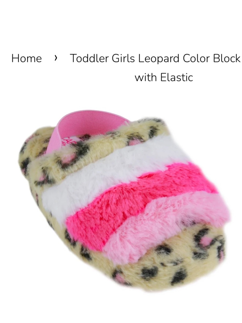 Capelli of New York Toddler Girls Faux Fur Leopard Slip-On Slippers in Pink